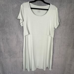 Kindred Bravely Dress Womens Large Green Short Sleeve Bamboo Maternity Nursing